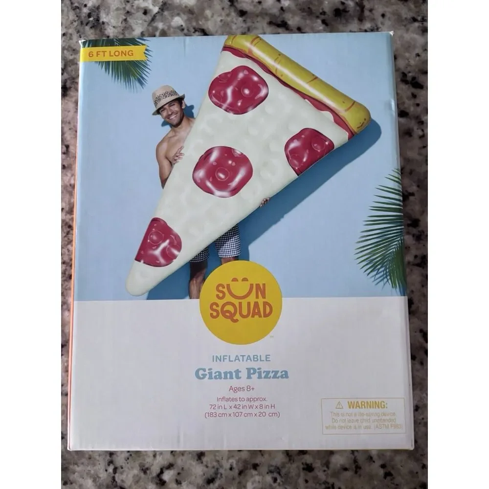 Sun Squad Giant Pizza Slice Inflatable Pool Float - Adult‎ 5ft 10 7/8 In Long